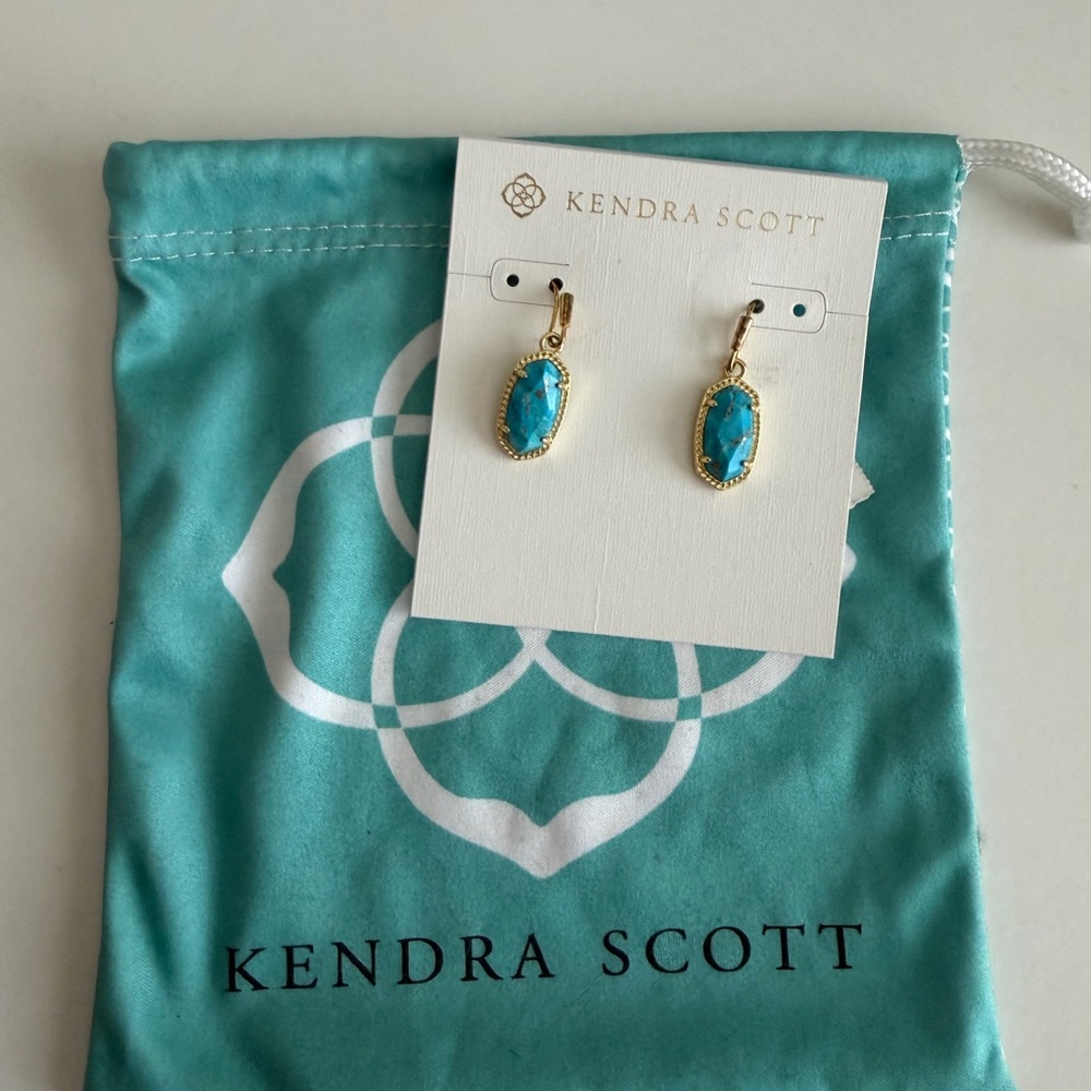 Kendra Scott Gold Turquoise Drop Earrings